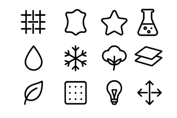 Poster - Minimalist black icon set featuring science, nature, and shapes