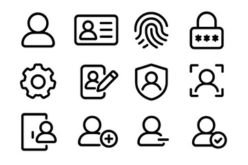 Poster - User interface icons set featuring security, privacy, and identity management symbols