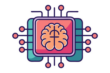Leinwandbilder - Artificial Intelligence Brain Chip Illustration Representing Technology and Cognitive Function