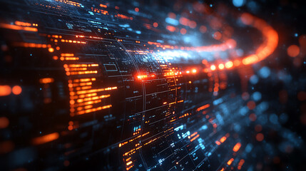 Aufkleber - Futuristic digital background with glowing lines and data streams. Perfect for technology and innovation themes.