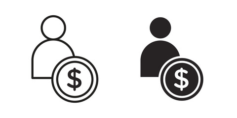 Fototapete - Personal loan icon, outline vector sign, linear and solid style pictogram isolated on white.