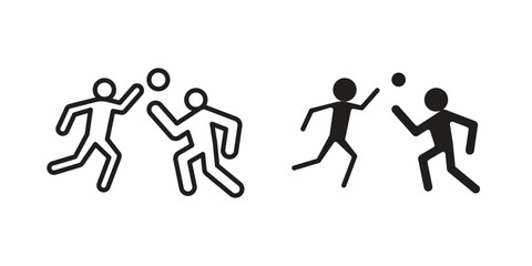 Fototapete - People playing Ball icon, outline vector sign, linear and solid style pictogram isolated on white.