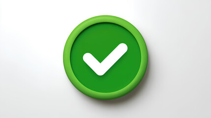 Poster - white tick on green round circle white background 