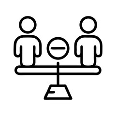 Poster - Balance scale comparison people equal weight fairness equilibrium symbol icon vector graphic design