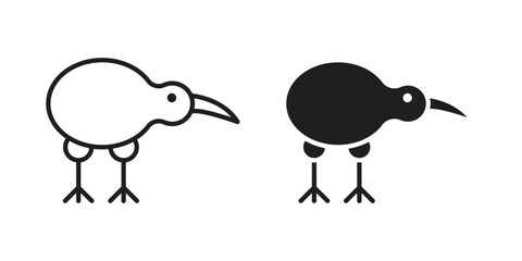 Fototapete - Kiwi bird icon, outline vector sign, linear and solid style pictogram isolated on white.