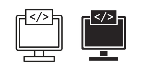 Fototapete - Front end icon, outline vector sign, linear and solid style pictogram isolated on white.