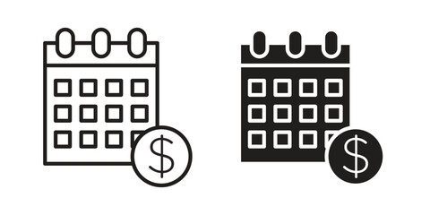 Fototapete - Fiscal year icon, outline vector sign, linear and solid style pictogram isolated on white.