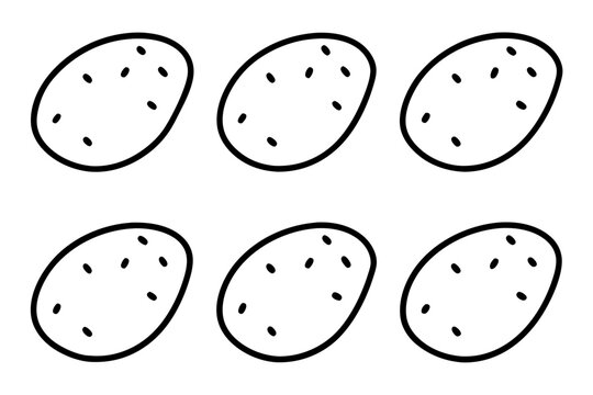 Minimalist Potato Icon Set - 6 Line Art Vector Illustrations
