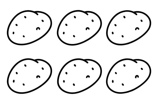 Minimalist Potato Icon Set - 6 Line Art Vector Illustrations