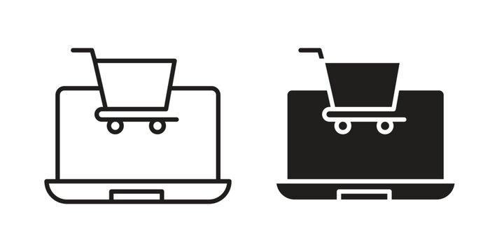 E commerce platform icon, outline vector sign, linear and solid style pictogram isolated on white.