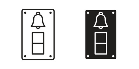 Fototapete - Doorbell icon, outline vector sign, linear and solid style pictogram isolated on white.