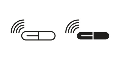 Fototapete - Dog microchip icon, outline vector sign, linear and solid style pictogram isolated on white.
