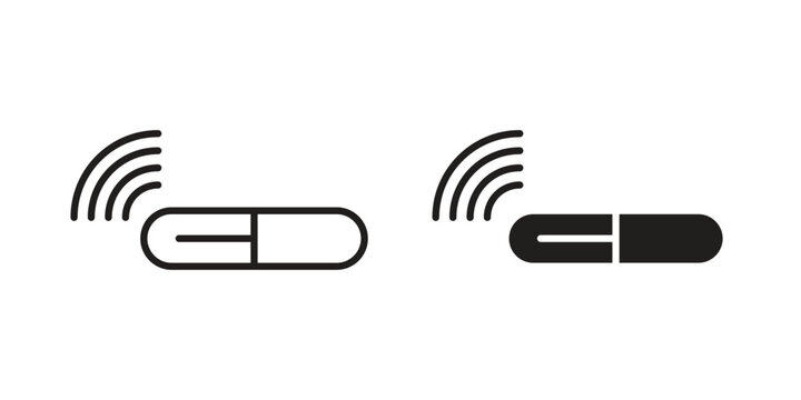 Dog microchip icon, outline vector sign, linear and solid style pictogram isolated on white.