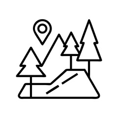 Poster - Find your way hiking trail map with trees and location pin for outdoor adventure icon guide