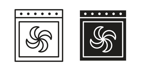 Fototapete - Convection turbofan stove icon, outline vector sign, linear and solid style pictogram isolated on white.