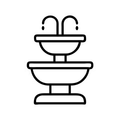 Poster - Outline fountain vector illustration water feature design element garden decor icon simple drawing style