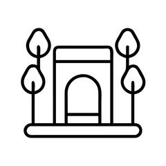 Poster - Outline drawing of a park entrance with trees vector illustration for landscape design and architecture