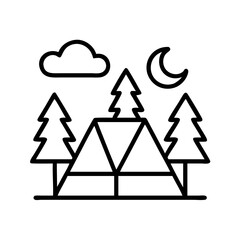 Poster - Mountain landscape vector illustration with trees cloud and moon camping and outdoor design