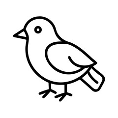 Poster - Cute cartoon bird line art vector illustration for kids coloring page and graphic design element