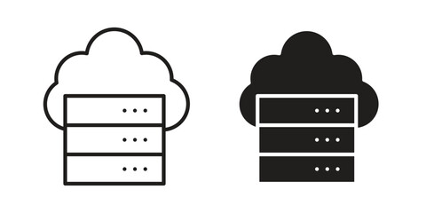Fototapete - Cloud server icon, outline vector sign, linear and solid style pictogram isolated on white.