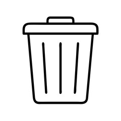 Poster - Trash can icon vector illustration, simple outline garbage bin for waste management and recycling