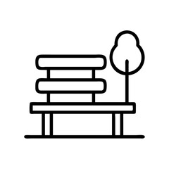 Poster - Park bench and tree vector illustration for outdoor relaxation and urban landscape design element use