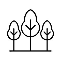 Poster - Three trees icon vector illustration forest nature park outline drawing simple minimalist design element graphic