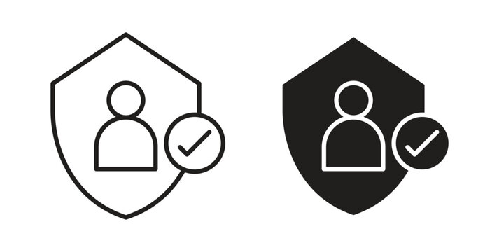 Authentication icon, outline vector sign, linear and solid style pictogram isolated on white.
