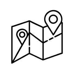Poster - Outline travel map icon vector illustration for navigation gps location destination route 90