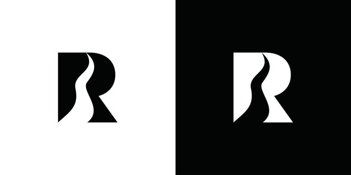 simple vector initial letter r and river logo
