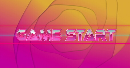 Poster - Glowing neon-styled 'GAME START' lettering shining over arcade backdrop, with neon light bars