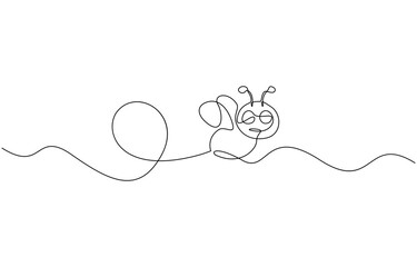 Poster - Bee one continuous line sketch. Hand drawn doodle illustration of insect, Honey bee continuous one line drawing. Honeybee insect single line art illustration. Editable vector.