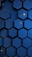 Poster - A dynamic arrangement of blue hexagons presents a modern and visually striking pattern that captivates the viewer with its depth