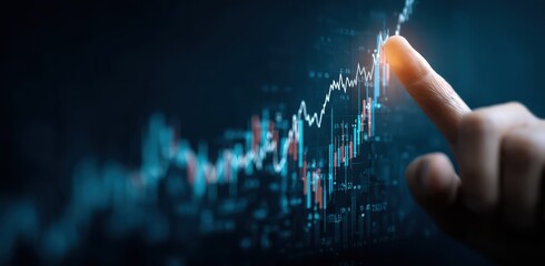 Poster - Graph depicting financial market trends with a focus on upward performance