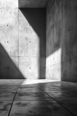 Poster - Minimalistic concrete wall and floor with dramatic light and shadow effects