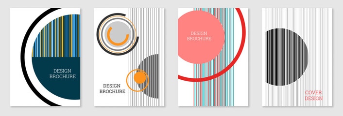 Poster - Set of cover design in Memphis style. Geometric design, abstract background. Fashionable bright cover, banner, poster, booklet. Creative colors.