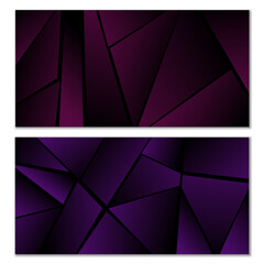 Poster - Abstract polygonal pattern. Set of two dark gradient polygonal backgrounds. Background design, cover, postcard, banner, wallpaper