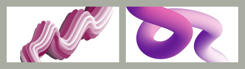 Poster - Abstract volumetric background. Cords. set of two illustrations. Toothpaste in a tube. Minimalism. Creative modern background. Cover design, wallpaper, background. eps vector.