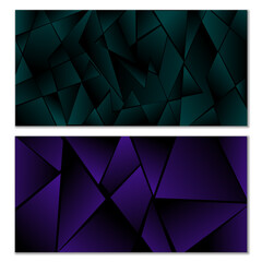 Poster - Abstract polygonal pattern. Set of two dark gradient polygonal backgrounds. Background design, cover, postcard, banner, wallpaper