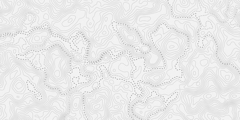 Aufkleber - Topographic map with contour lines and dotted paths on a white textured background.