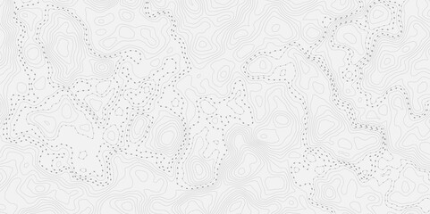 Aufkleber - Topographic map with contour lines and dotted paths on a white textured background.