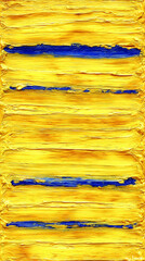 Poster - Abstract painting featuring thick yellow brushstrokes with horizontal blue accents