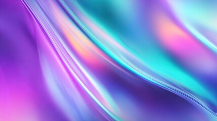Poster - Vibrant abstract waves of purple and turquoise flowing smoothly, creating a serene backdrop