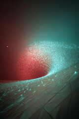 Poster - Abstract rendering of a textured surface with red and turquoise color gradients