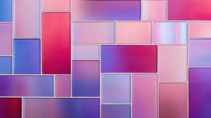 Poster - Abstract mosaic of colorful glass panels in shades of pink and purple, creating a vibrant backdrop