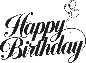 Fototapete - Vector art of happy birthday text with balloons isolated on white background