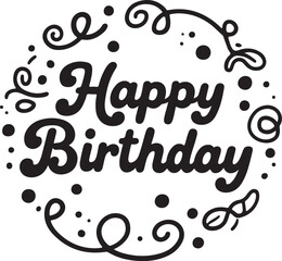Fototapete - Vector art of happy birthday text with circular ornate design