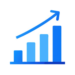 Poster - Blue Bar Graph with Upward Arrow on Transparent Background