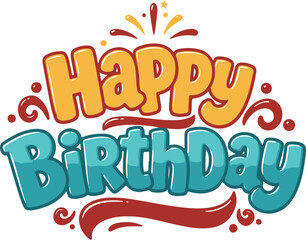 Fototapete - Vector art of vibrant happy birthday text with playful bubble letters