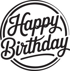 Fototapete - Vector art of happy birthday text in a circle with black and white